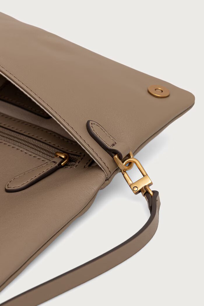 Pinko чанта crossbody дамска от кожа сива 106023 A0QO