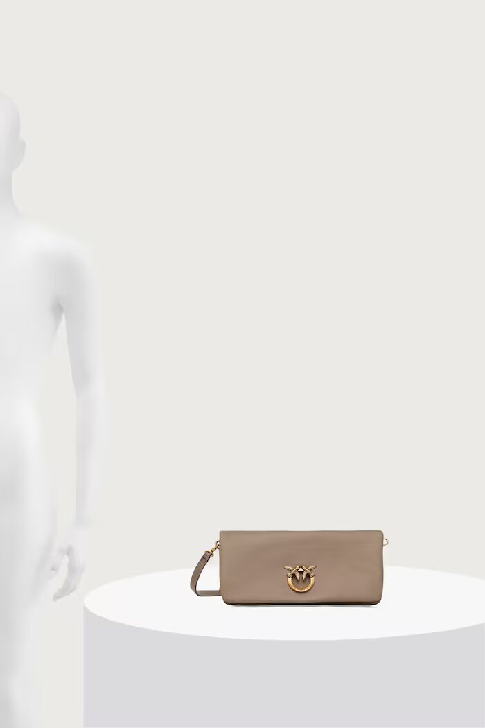 Pinko чанта crossbody дамска от кожа сива 106023 A0QO