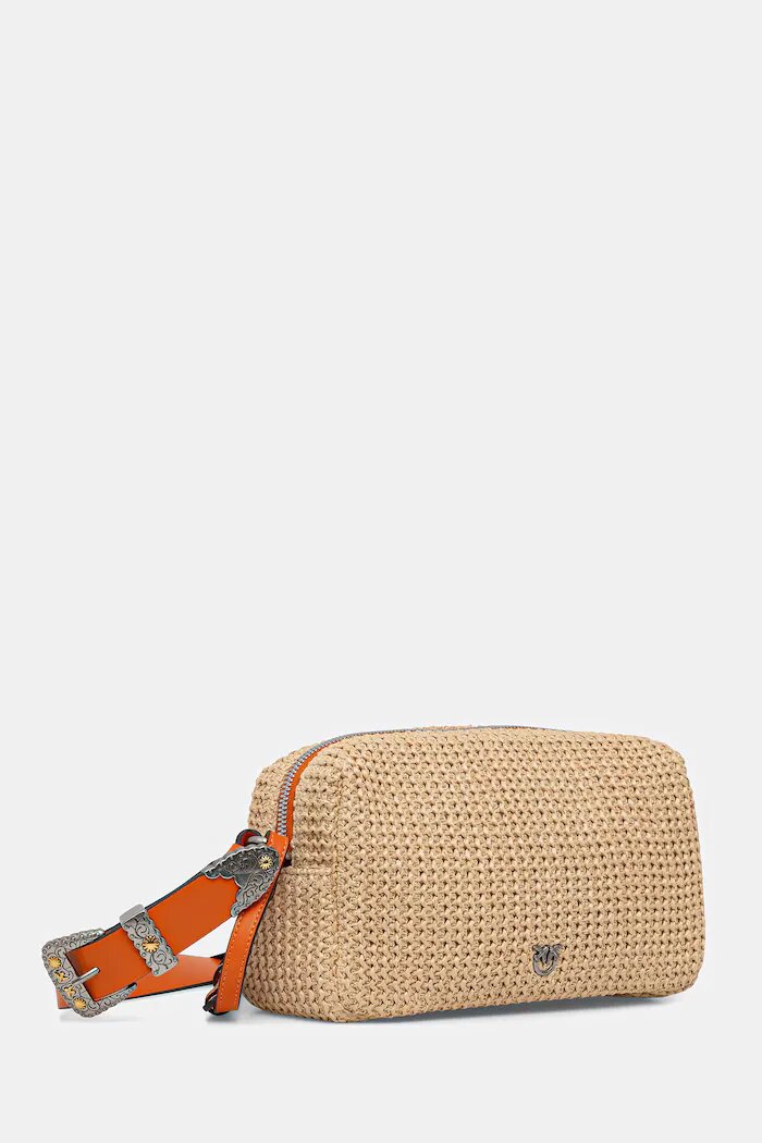 Pinko чанта crossbody дамска от сплетена материя бежова 106661 A391