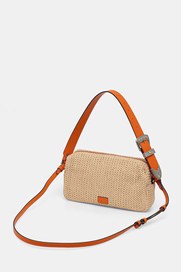 Pinko чанта crossbody дамска от сплетена материя бежова 106661 A391