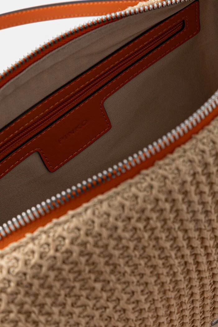 Pinko чанта crossbody дамска от сплетена материя бежова 106661 A391
