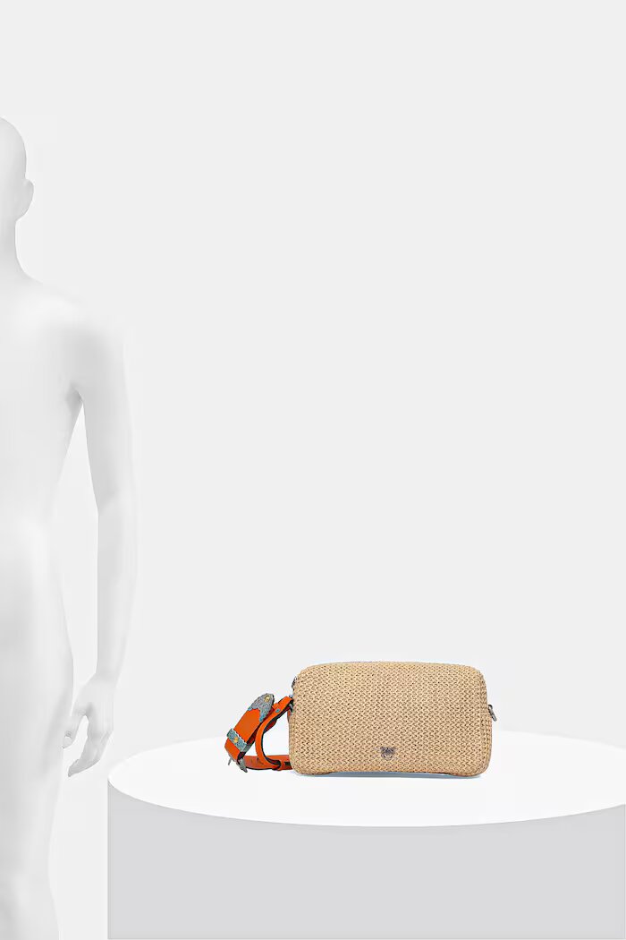 Pinko чанта crossbody дамска от сплетена материя бежова 106661 A391