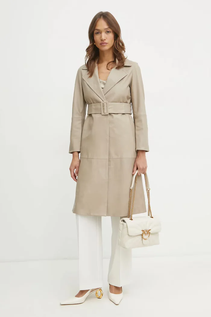Pinko чанта дамска от кожа бежова 100038 A1EX