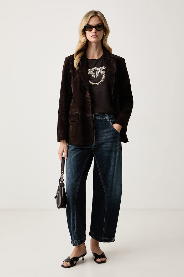 Pinko дънки relaxed fit дамски тъмносини 105681 A3HE