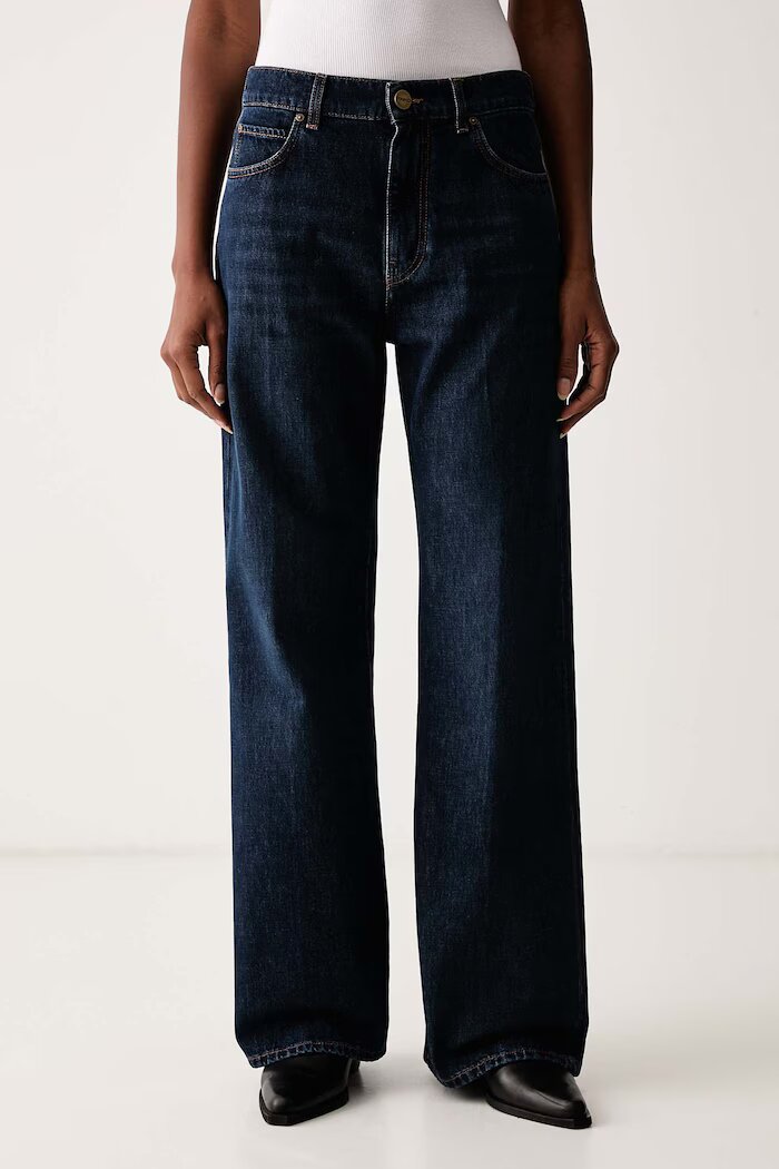 Pinko дънки wide leg дамски тъмносини 101733 A3HG