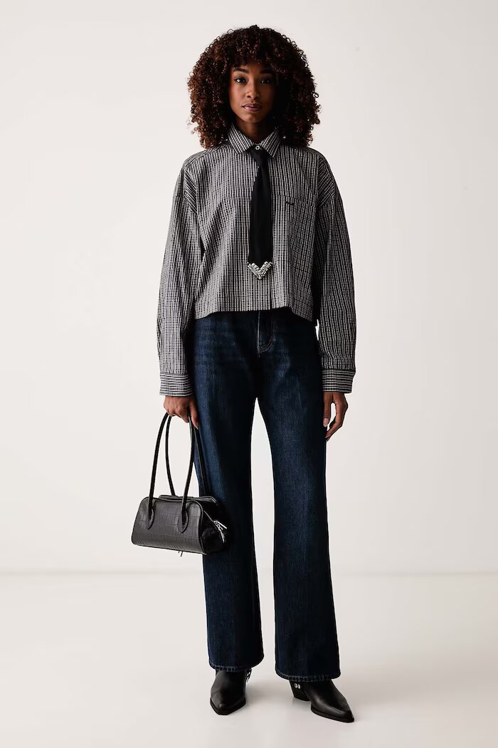 Pinko дънки wide leg дамски тъмносини 101733 A3HG