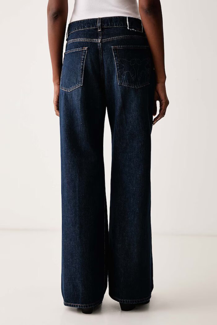 Pinko дънки wide leg дамски тъмносини 101733 A3HG