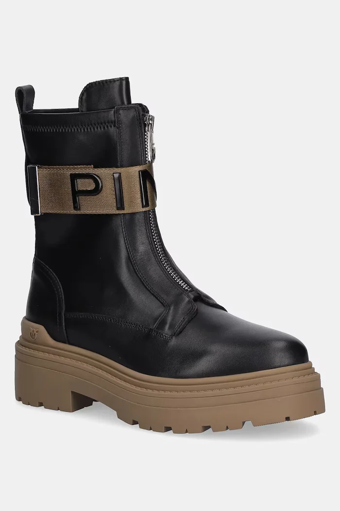 Pinko Кожени боти Mia 13 в черно с платформа SD0219P061Z99