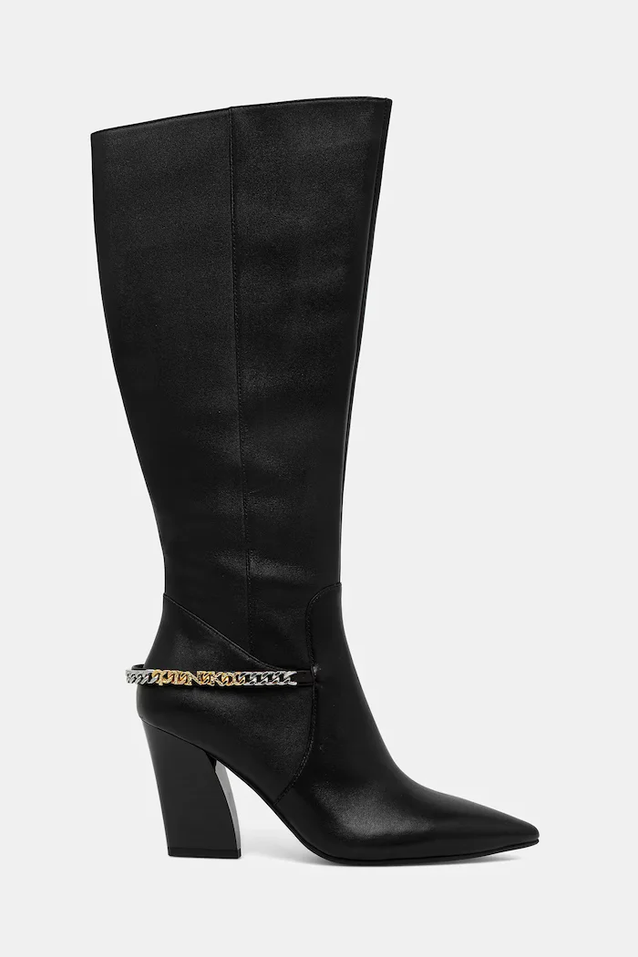 Pinko Кожени ботуши Viola 03 в черно с дебел ток SD0419P087Z99