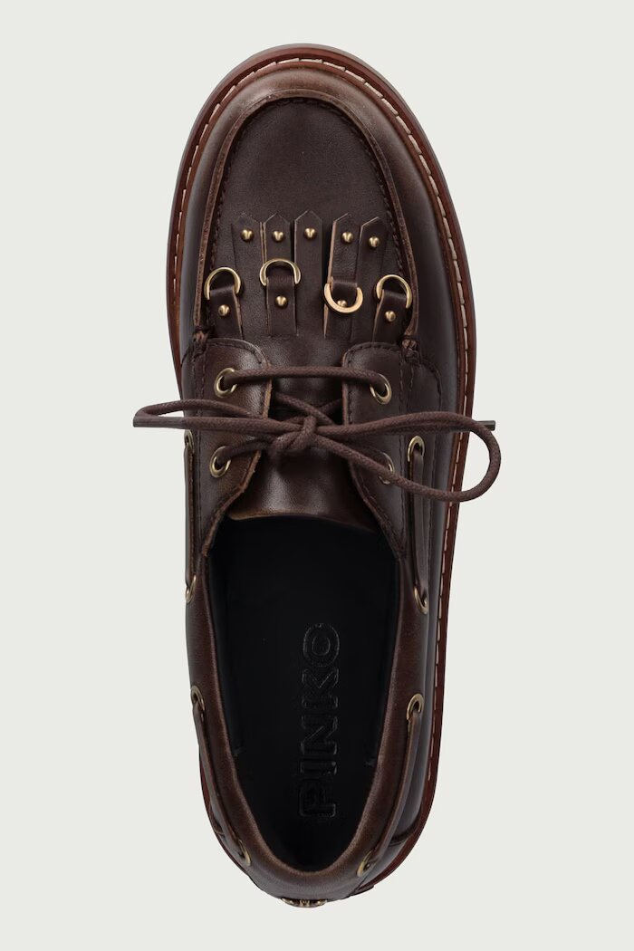 Pinko мокасини дамски от кожа Margaret 01 кафяви SD0561P056L72