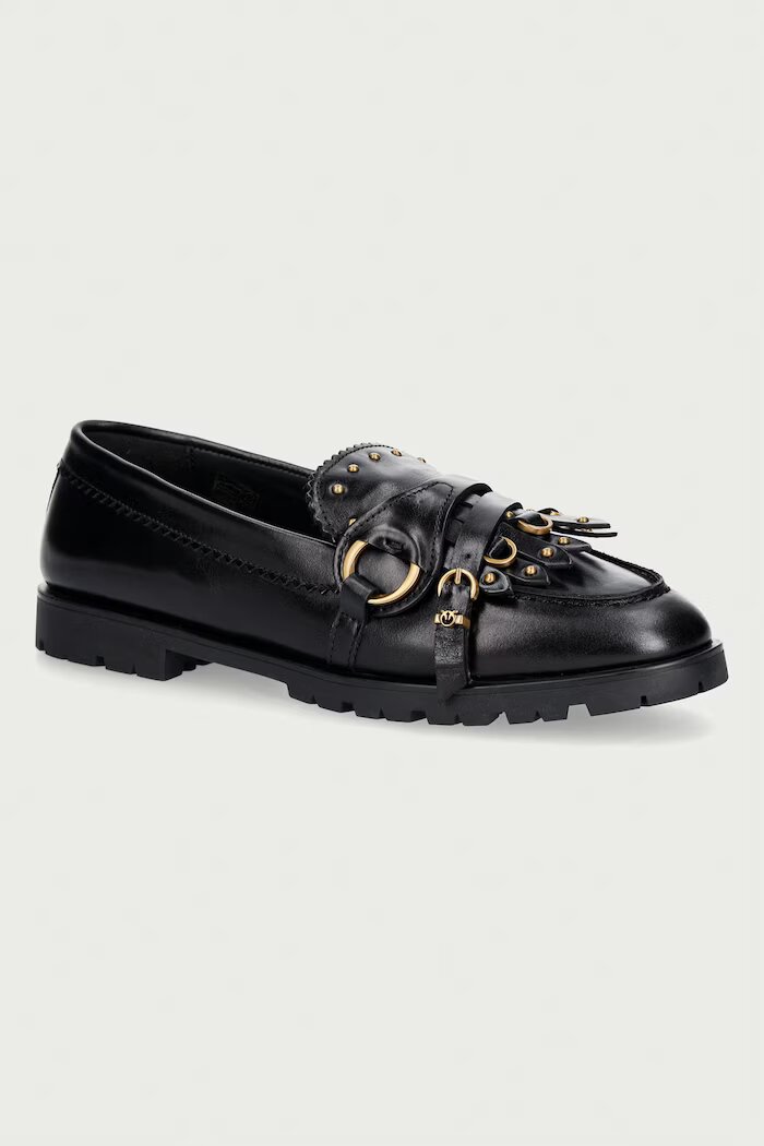 Pinko мокасини дамски от кожа Nora 08 черни SD0681P185Z99