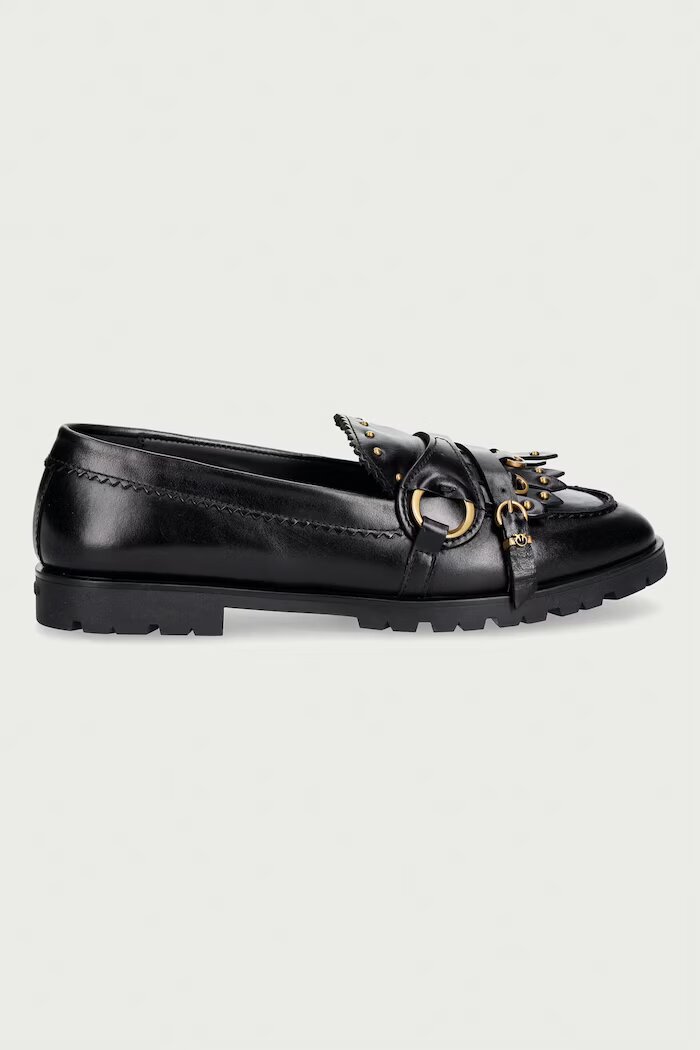 Pinko мокасини дамски от кожа Nora 08 черни SD0681P185Z99