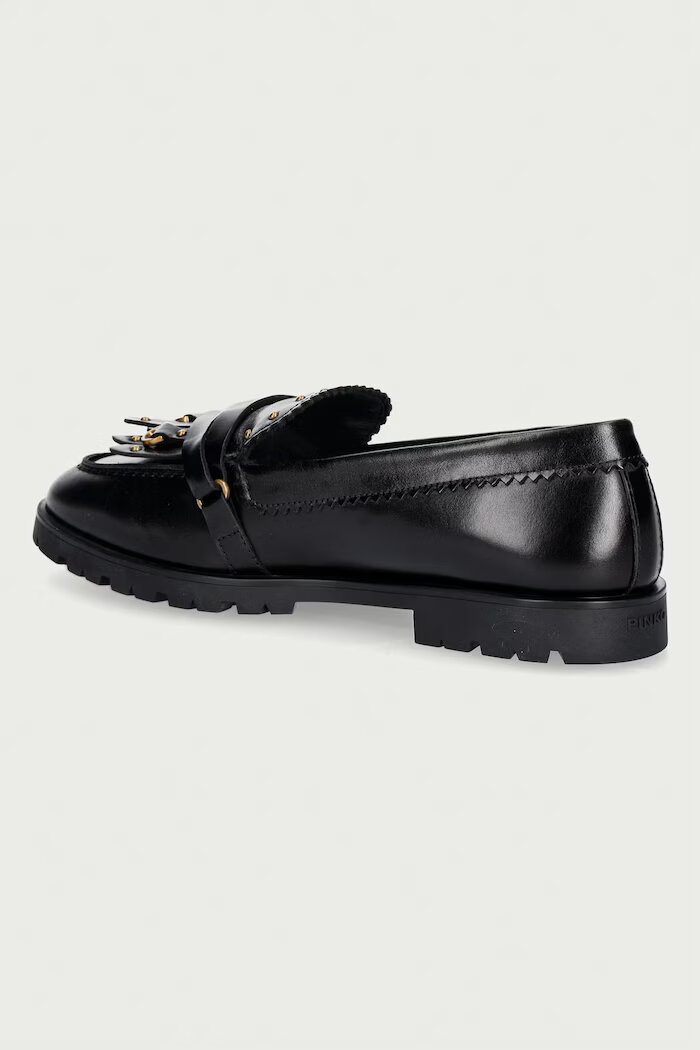 Pinko мокасини дамски от кожа Nora 08 черни SD0681P185Z99