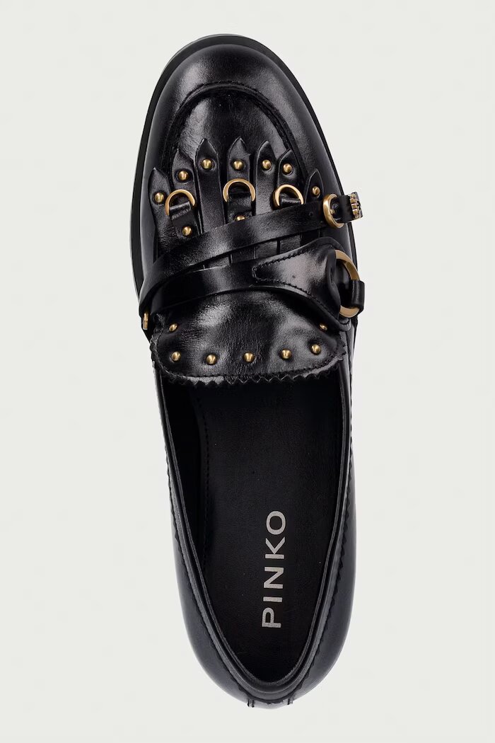 Pinko мокасини дамски от кожа Nora 08 черни SD0681P185Z99