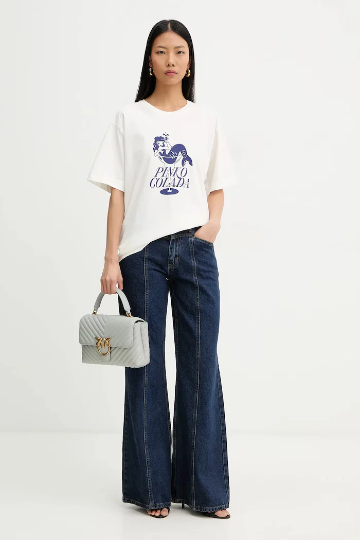 Pinko Памучна тениска дамска в бежово 105526 A33N