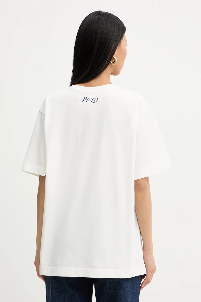 Pinko Памучна тениска дамска в бежово 105526 A33N