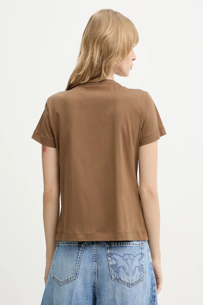 Pinko Памучна тениска дамска в кафяво 100535 A33F
