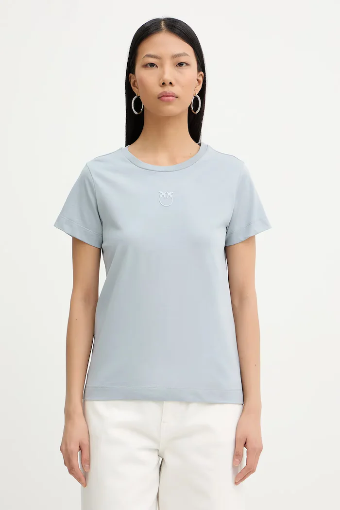 Pinko Памучна тениска дамска в синьо 100355 A339