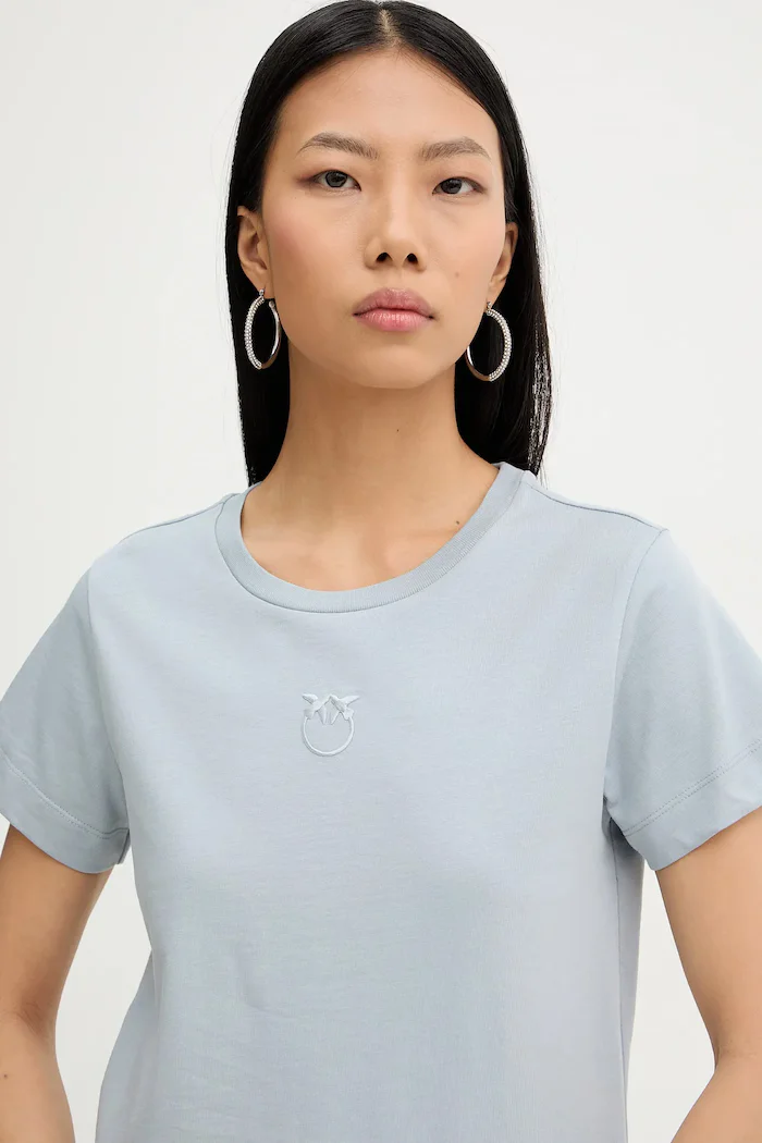 Pinko Памучна тениска дамска в синьо 100355 A339
