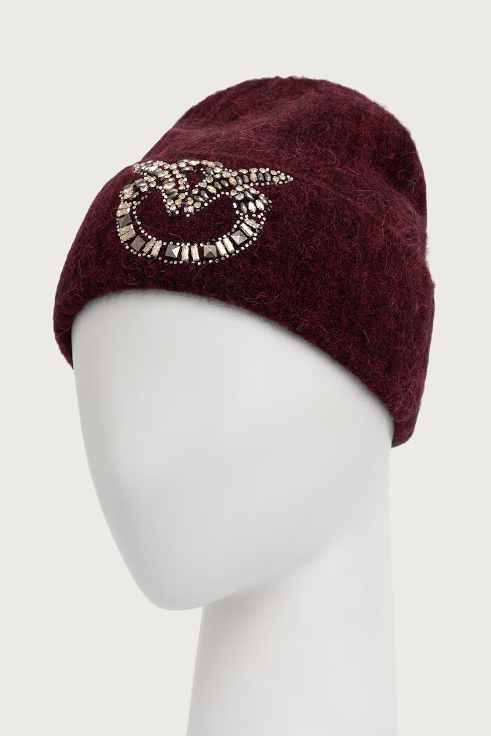 Pinko шапка дамска от вълнена материя бордо 107427 A3EU