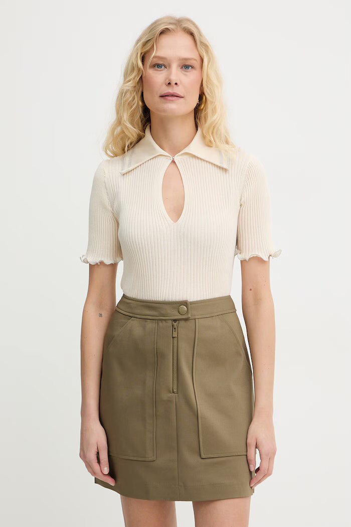 Pinko тениска дамска от памук бежова 106287 A343