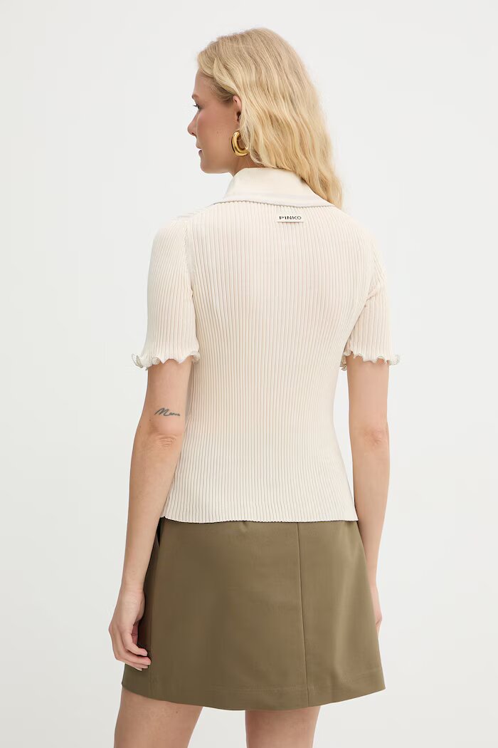 Pinko тениска дамска от памук бежова 106287 A343