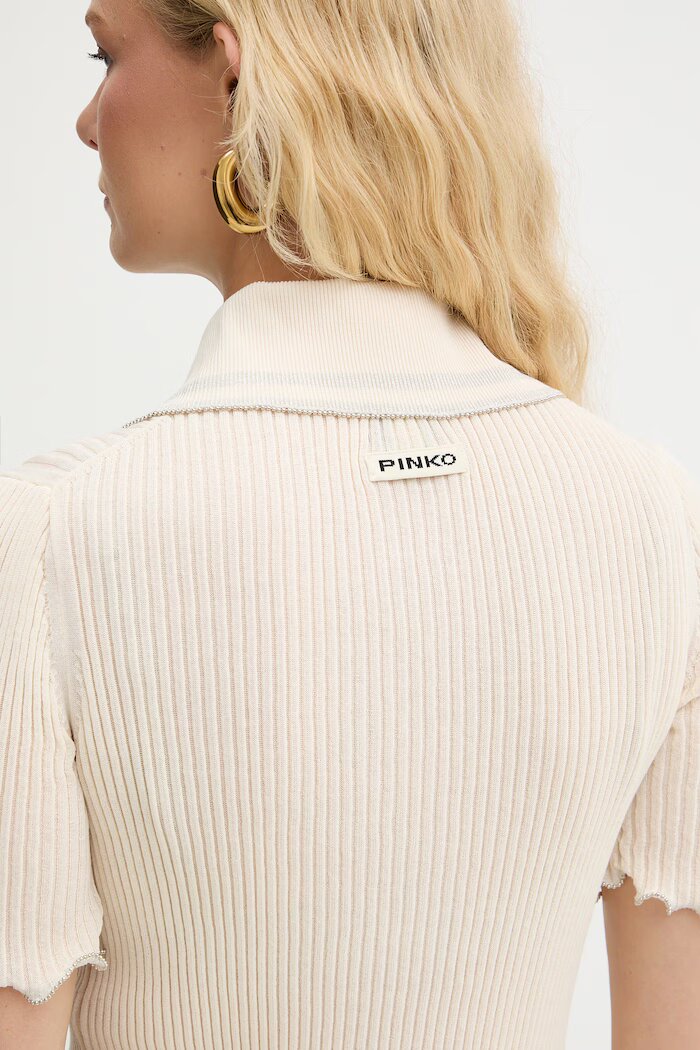 Pinko тениска дамска от памук бежова 106287 A343
