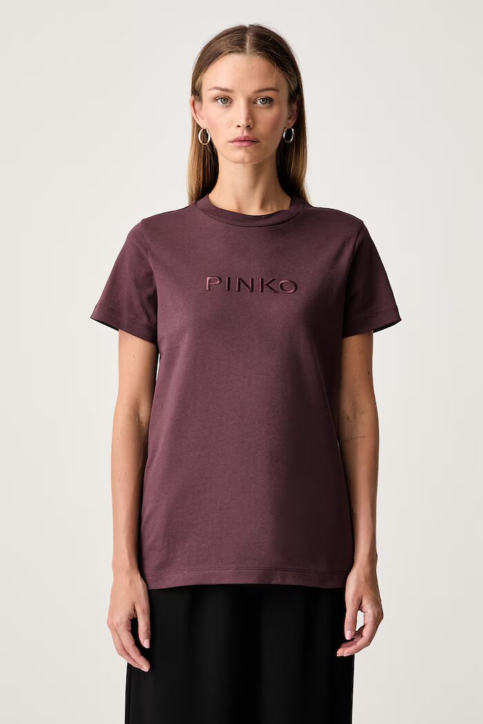 Pinko тениска дамска от памук бордо 101752 A3HN