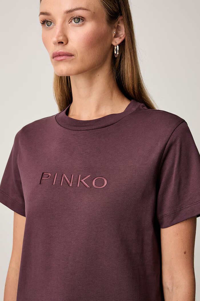 Pinko тениска дамска от памук бордо 101752 A3HN