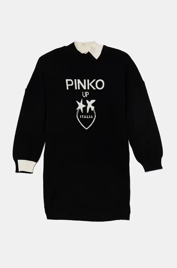Pinko Up Детска рокля в черно къса със стандартна кройка F4PIJGDR088