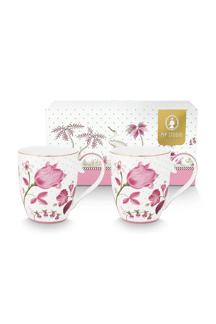 Pip Studio Комплект чаши Jolie Tulip 450 ml (2 броя) в розово