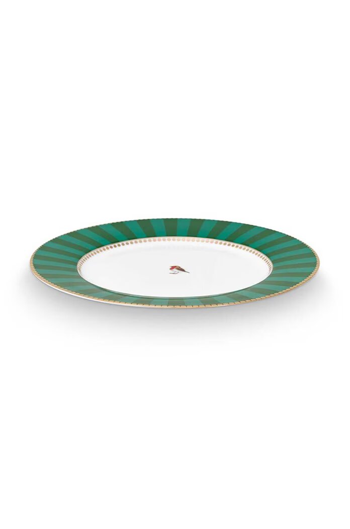 Pip Studio Комплект десертни чинии Love Birds Stripes Eme 21 cm (6 броя) в зелено