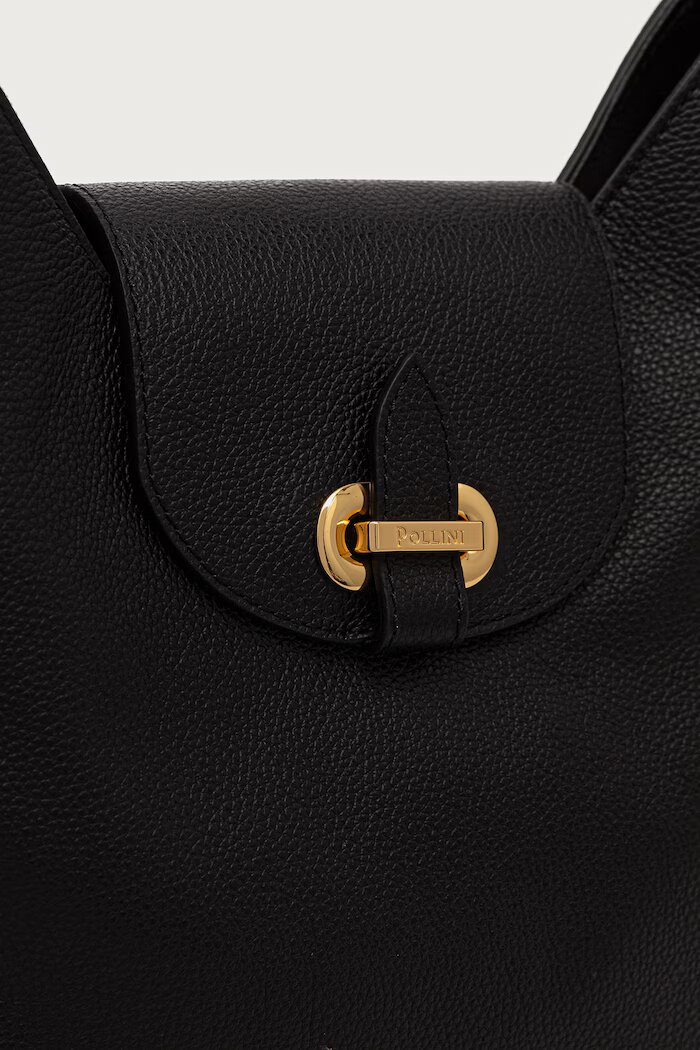 Pollini шопинг чанта дамска от кожа черна PC4402PP1P QC1