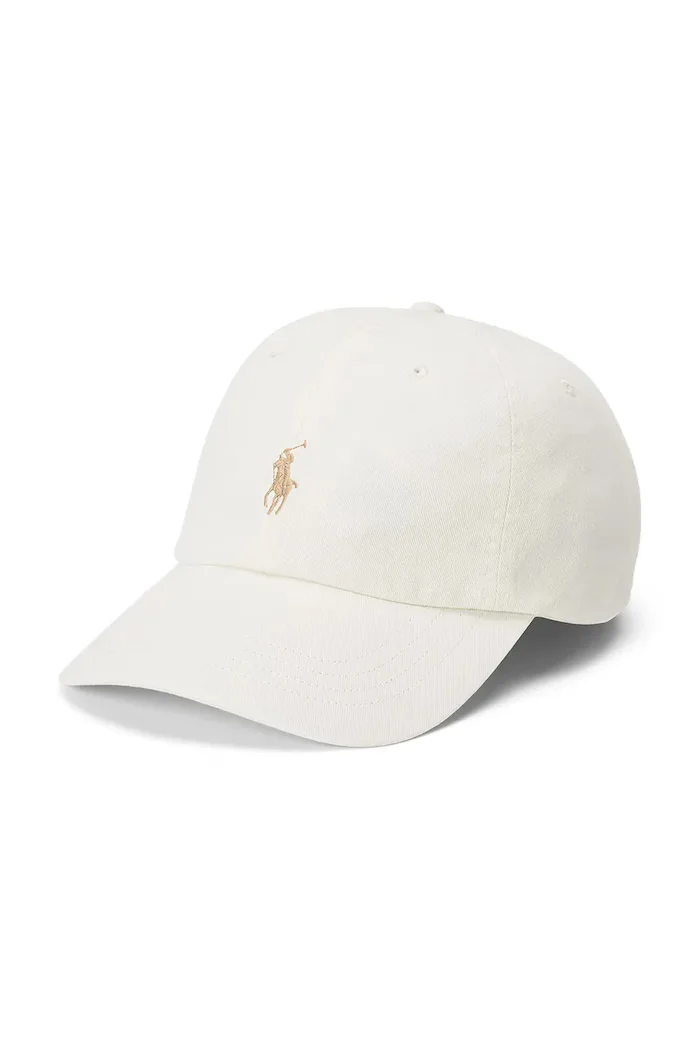 Polo Ralph Lauren бейзболна шапка дамска от памук бежова 211912843