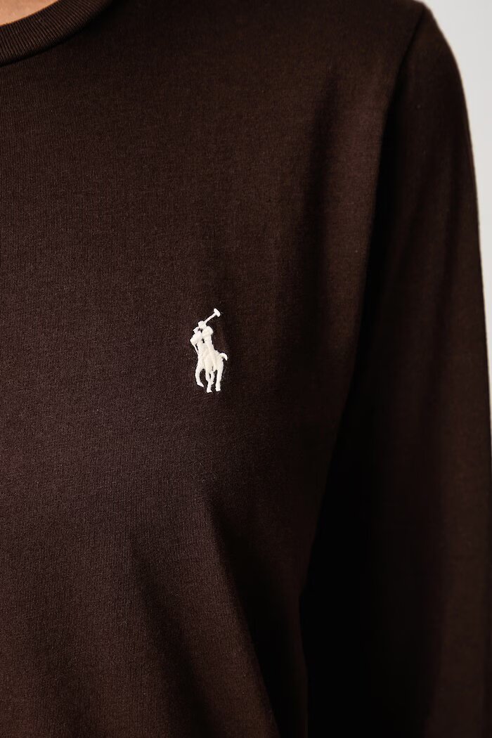 Polo Ralph Lauren блуза с дълги ръкави дамска от памук кафява 211B14604