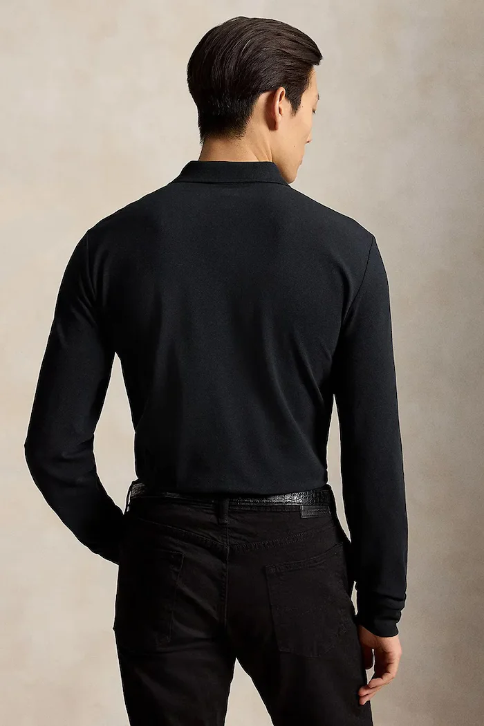 Polo Ralph Lauren блуза с дълги ръкави мъжка от памук с еластан черна 710955081