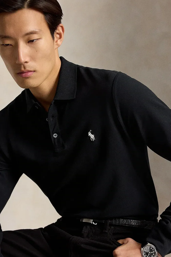 Polo Ralph Lauren блуза с дълги ръкави мъжка от памук с еластан черна 710955081