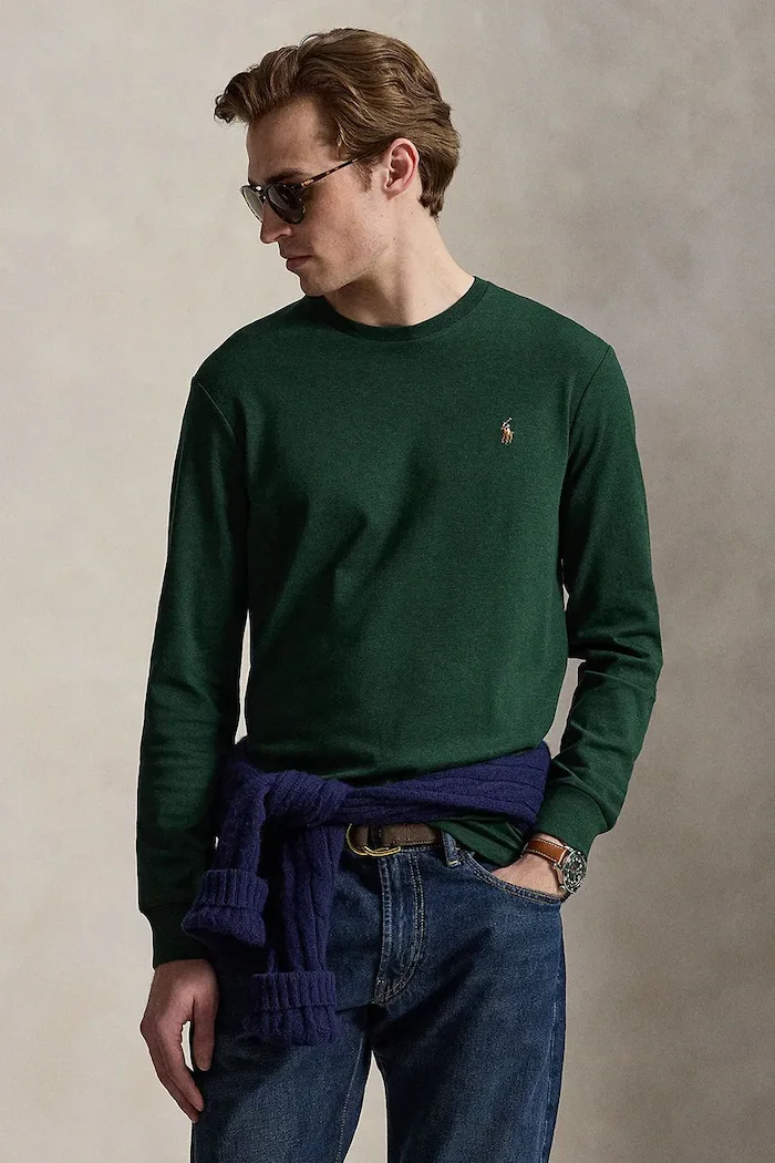 Polo Ralph Lauren блуза с дълги ръкави мъжка от памук зелена 710760121