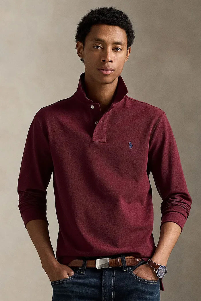 Polo Ralph Lauren блуза с дълги ръкави от памук бордо 710680790