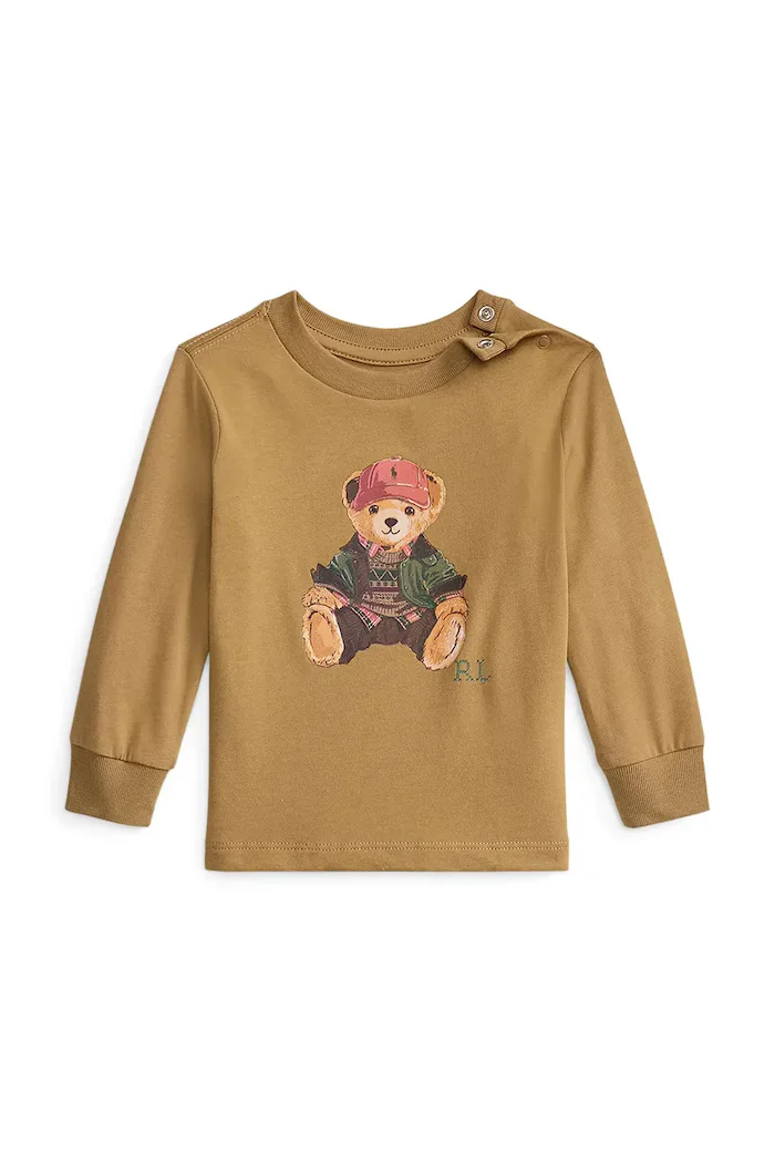 Polo Ralph Lauren блуза с дълги ръкави за бебе от памук кафява 320B30236001