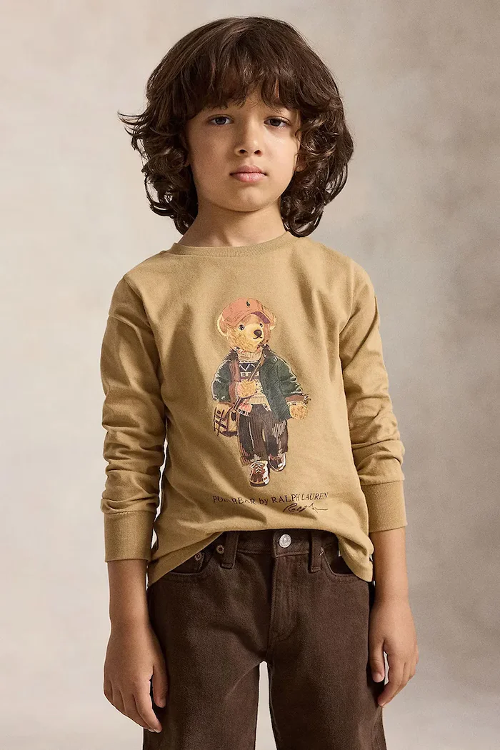 Polo Ralph Lauren блуза с дълги ръкави за деца от памук кафява 322B27277001