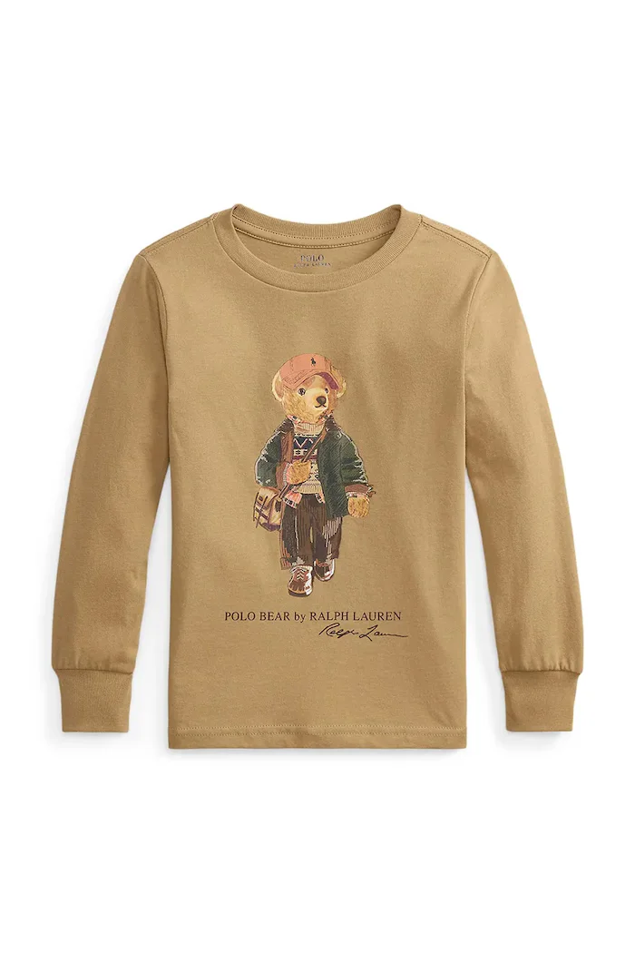 Polo Ralph Lauren блуза с дълги ръкави за деца от памук кафява 322B27277001