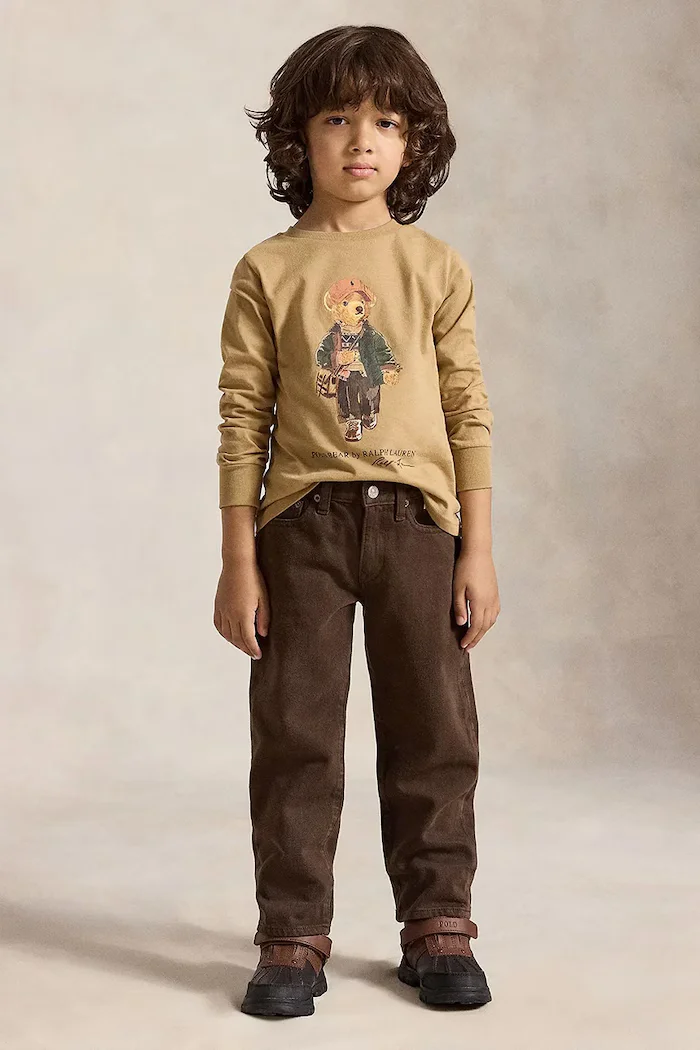 Polo Ralph Lauren блуза с дълги ръкави за деца от памук кафява 322B27277001