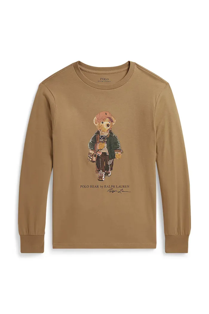 Polo Ralph Lauren блуза с дълги ръкави за деца от памук кафява 323B27277001