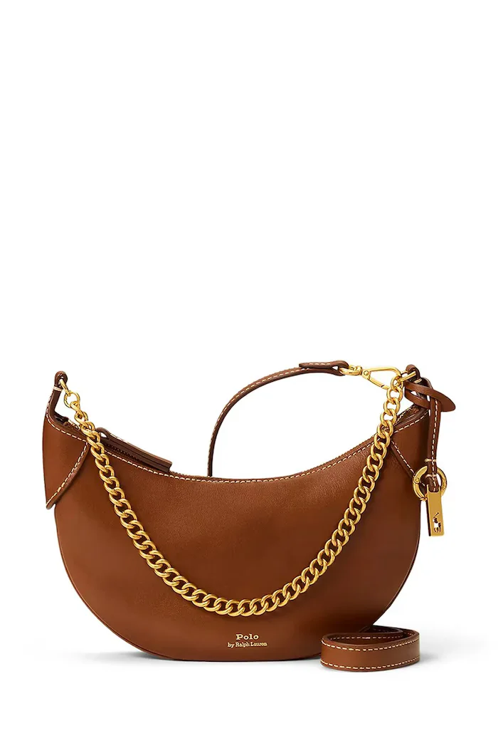 Polo Ralph Lauren Чанта crossbody дамска от кожа кафява 428977210