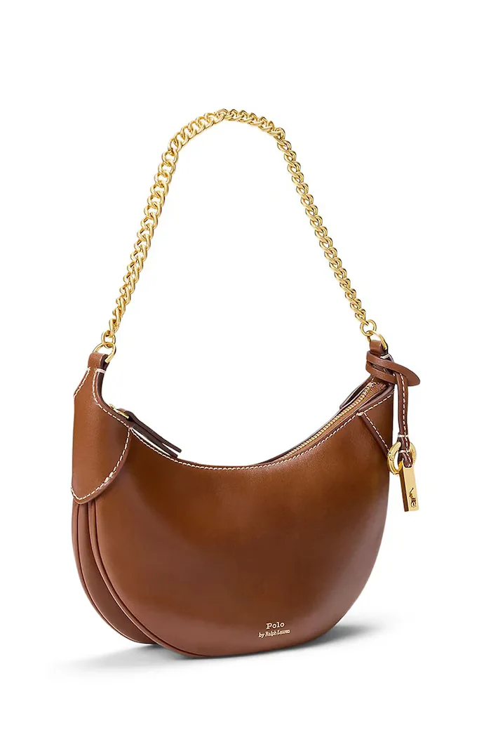 Polo Ralph Lauren Чанта crossbody дамска от кожа кафява 428977210