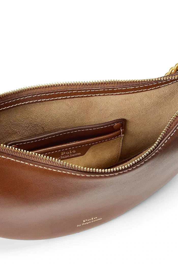 Polo Ralph Lauren Чанта crossbody дамска от кожа кафява 428977210