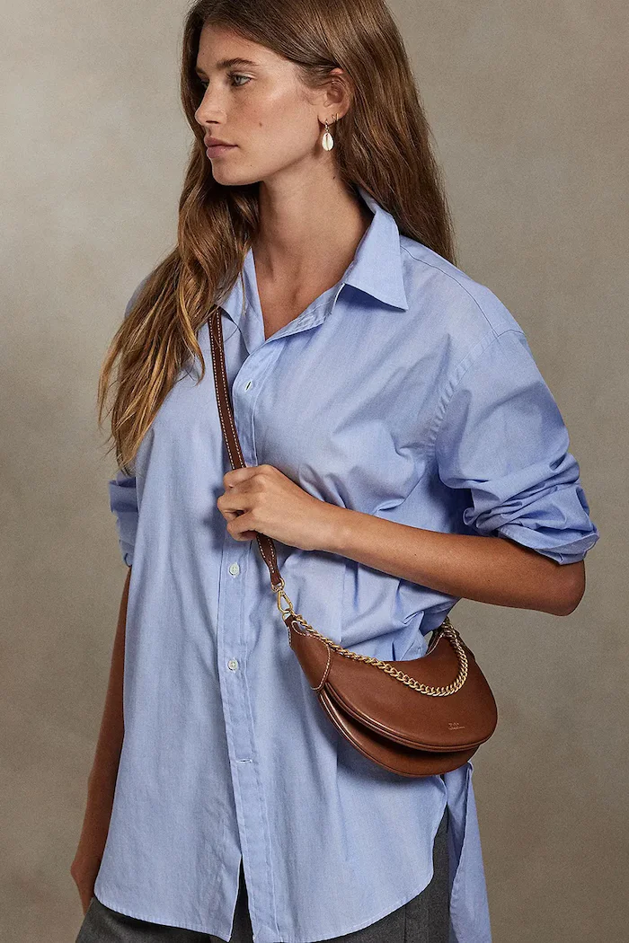 Polo Ralph Lauren Чанта crossbody дамска от кожа кафява 428977210