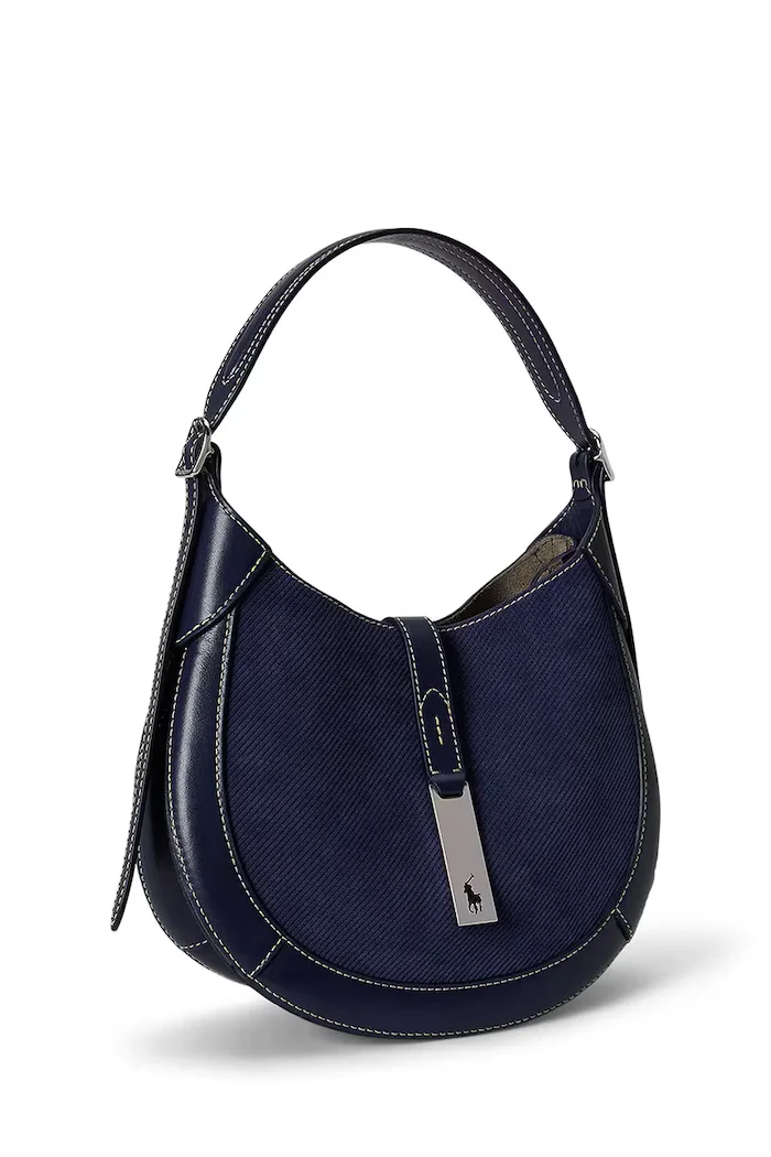 Polo Ralph Lauren чанта дамска от велур тъмносиня 428P11042