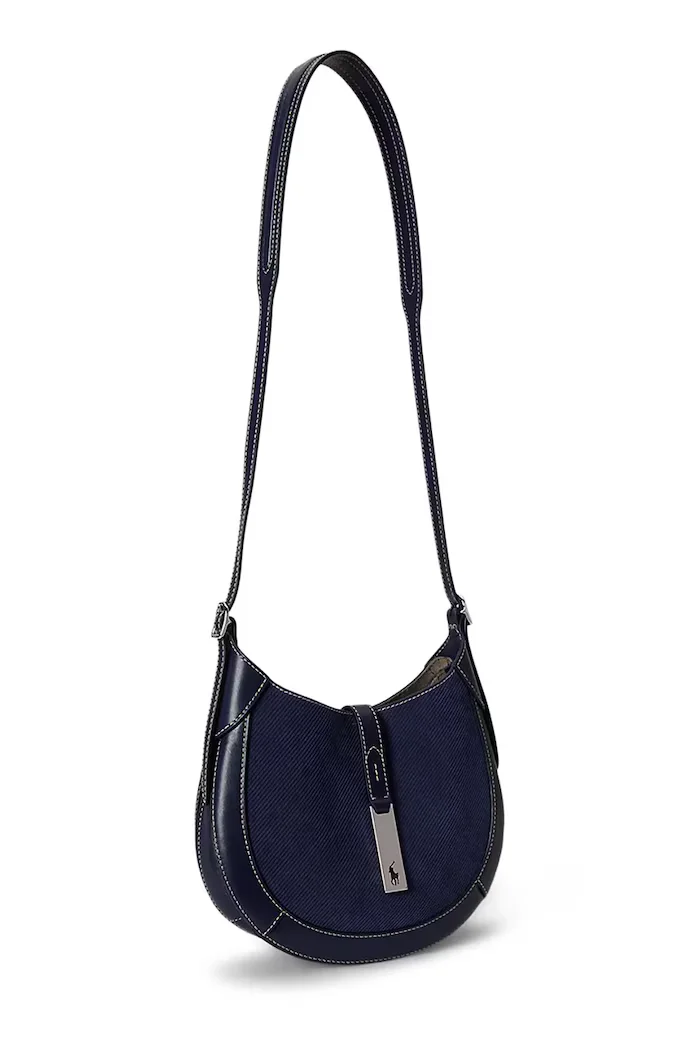 Polo Ralph Lauren чанта дамска от велур тъмносиня 428P11042
